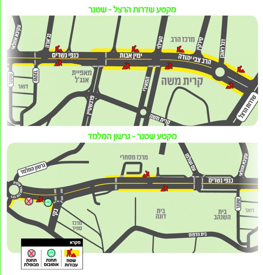 עבודות להכשרת תוואי הרכבת הקלה בגבעת שאול