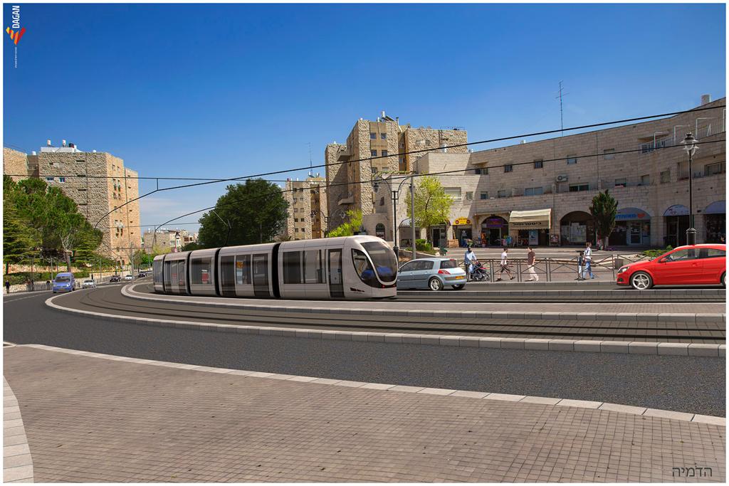 קו האדום של הרכבת הקלה בנווה יעקב(הדמיה: תכנית אב לתחבורה)