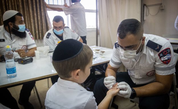 בדיקה סרולוגית לתלמיד. צילום: יונתן זינדל פלאש90 בדיקה סרולוגית לתלמיד. צילום: יונתן זינדל פלאש90