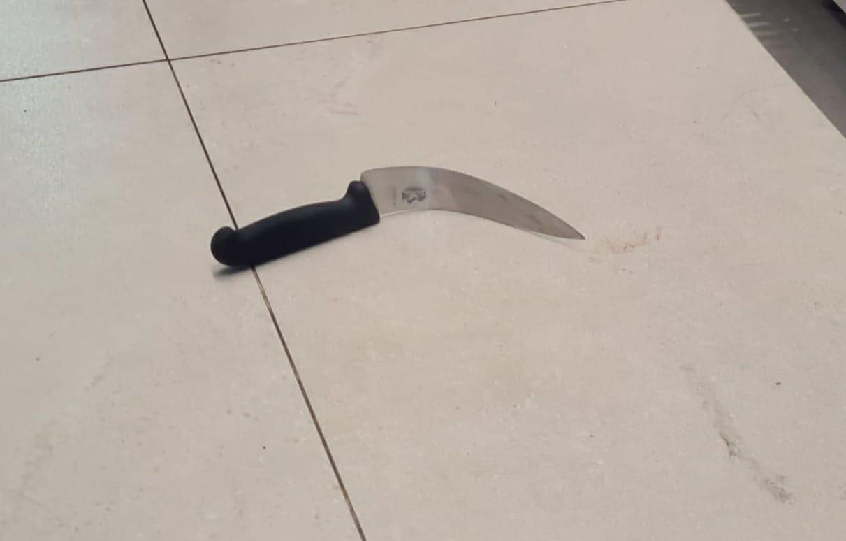 הסכין ששימשה את המחבל. צילום: דוברות המשטרה