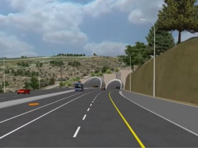 הדמיית הכפלת כביש המנהרות. צילום: חברת 'מוריה