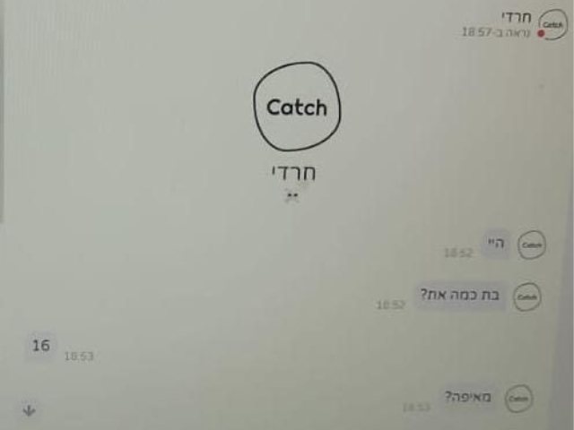 צילום מסך מאחת ההתכתבויות של הפרופיל המזויף 