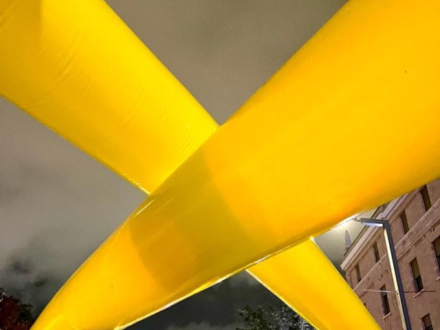 מיצג "הסרט הצהוב" לחזרת החטופים (צילום: דורון גזית)