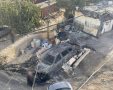 הרכב שהוצת במהלך האלימות שהייתה במקום. קרדיט צילום: דוברות המשטרה.