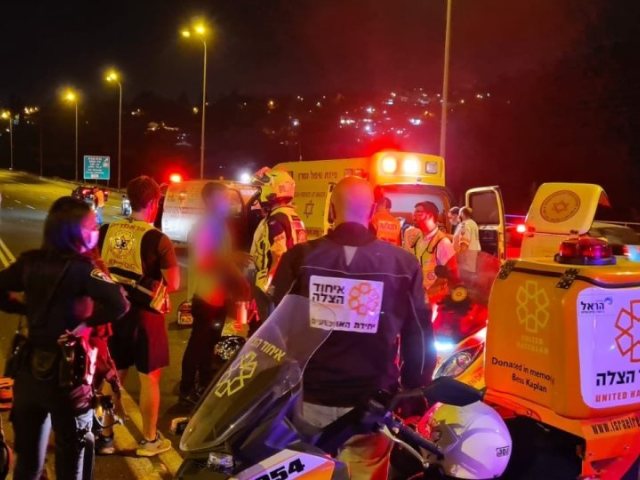 מהזירה בכביש 1 - צילום: דוברות איחוד הצלה