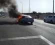רכב עלה באש לאחר תאונת דרכים בצומת  בית עזרא (וידאו)