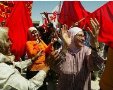 נשים מפגינות באחד במאי האחרון ברחובות בגדד 