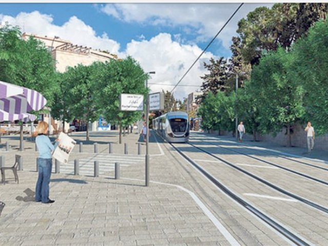 הדמיה לרכבת הקלה בעמק רפאים. תכנית אב לתחבורה