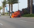 באמצע נסיעה: מנוע הרכב התלקח וגרם לשריפה