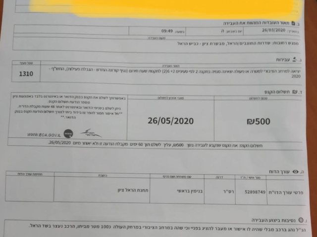 דו"ח בגין הפרת צו הבריאות