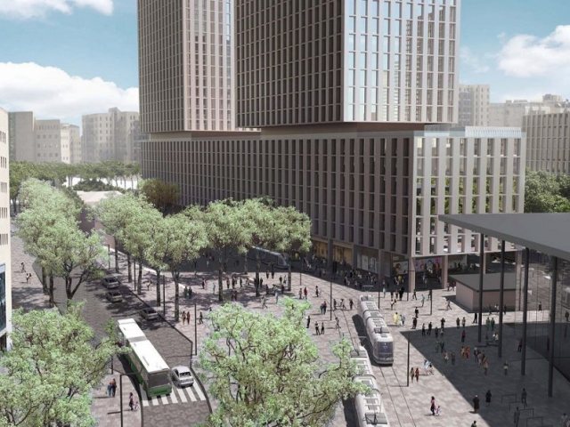  הדמיה של שני המגדלים בכניסה לעיר (הדמיה: באדיבות פרויקט הכניסה לעיר